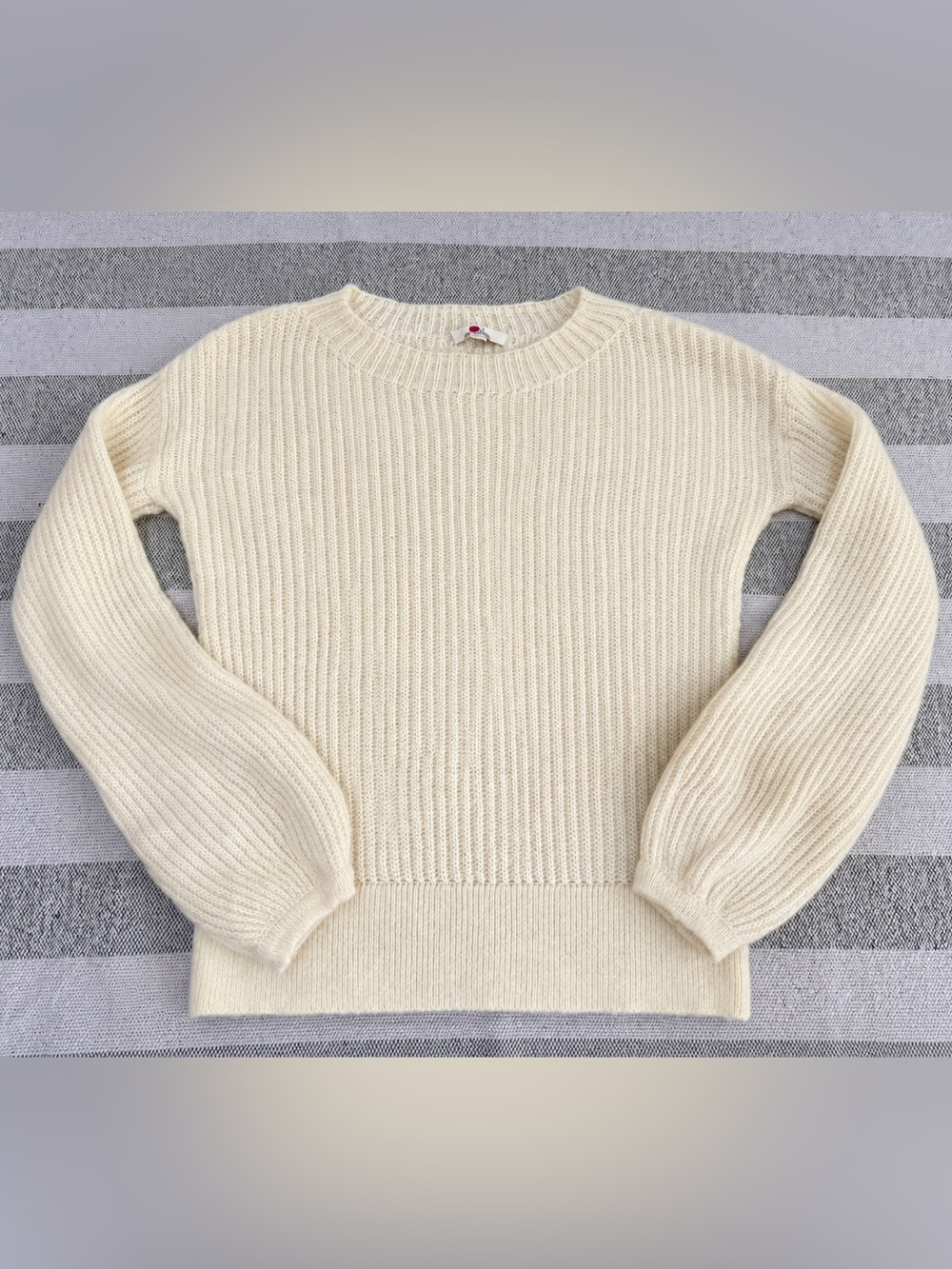 Boden Ivory Mohair Blend Ribbed Sweater Size Small Cream Cozy Knit